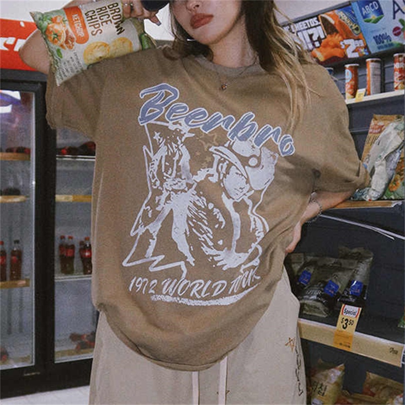 NRVP Áo Thun Nữ Oversize Cổ Tròn Thời Trang Hàn Quốc