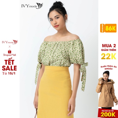 Áo kiểu tay thắt nơ IVY moda MS 16B7763
