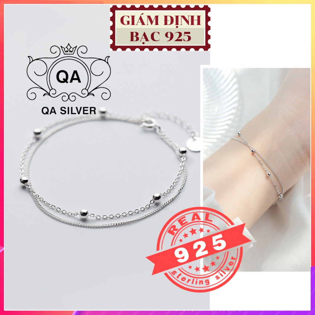 Vòng tay bạc bi lắc bạc dây kép S925 LAYER Silver Bracelet QA SILVER BR180903