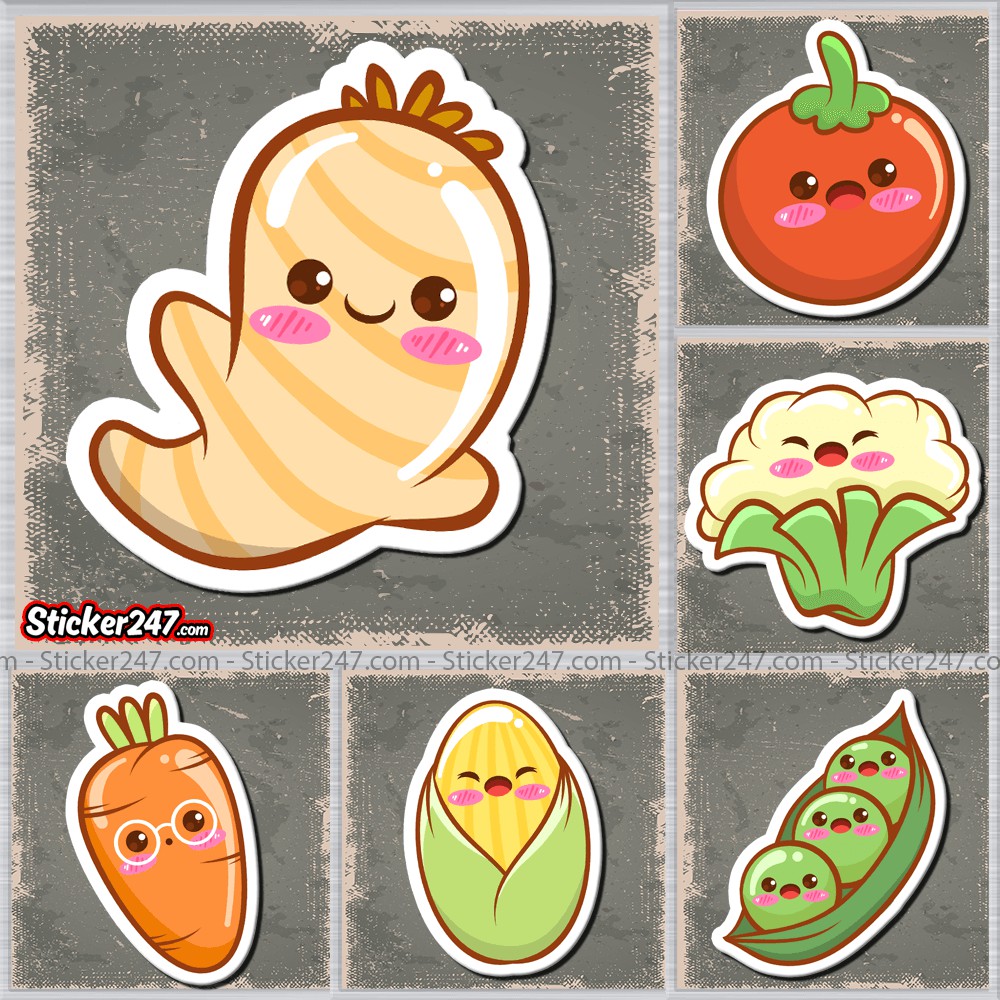 Sticker Food Rau Củ aKawaii 𝑭𝒓𝒆𝒆𝒔𝒉𝒊𝒑 Sticker chống nước Sticker dán laptop, điện thoại, đàn, mũ bảo hiểm, vali, ipad...