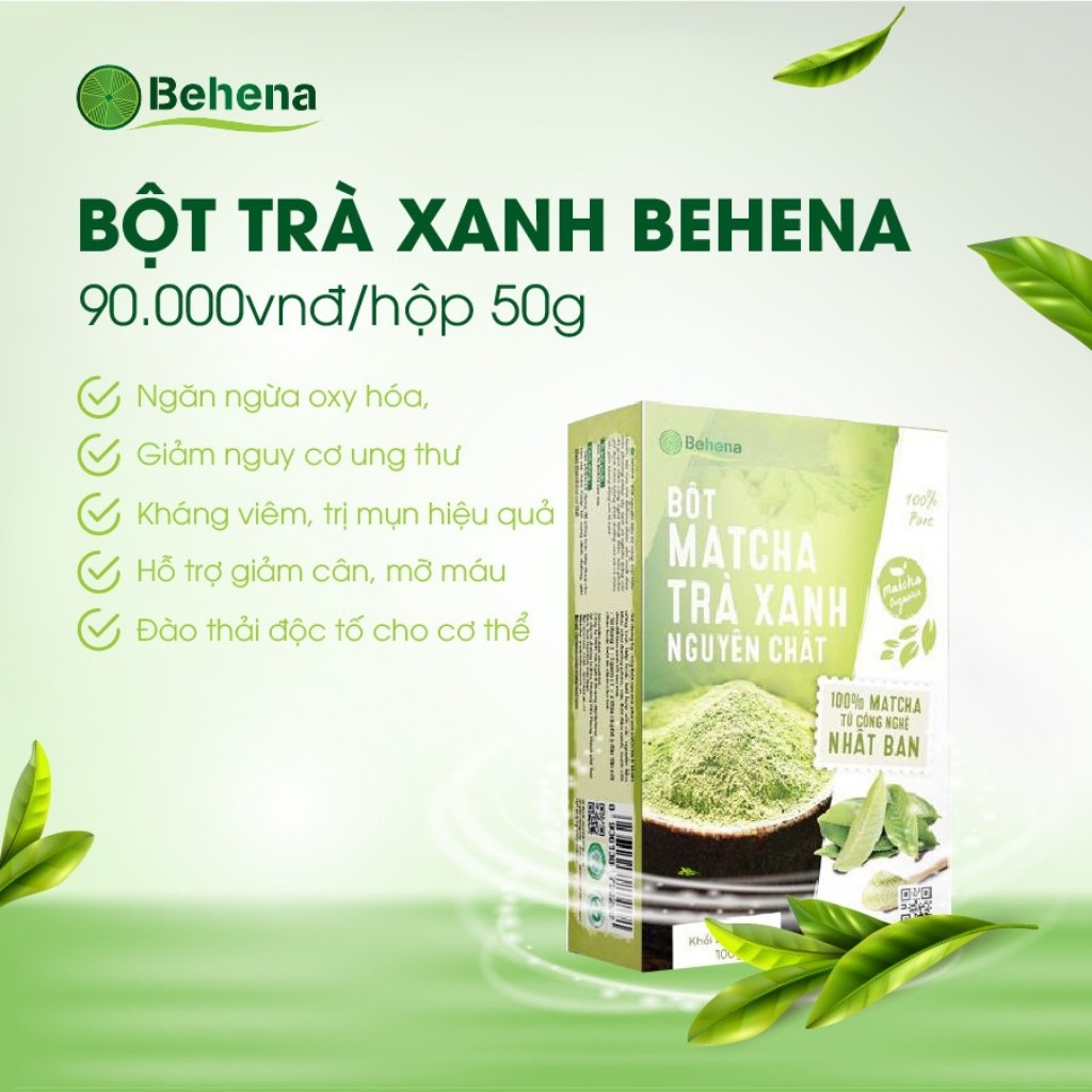 Bột trà xanh Matcha nguyên chất Behena - Mát Gan, Giảm Mụn