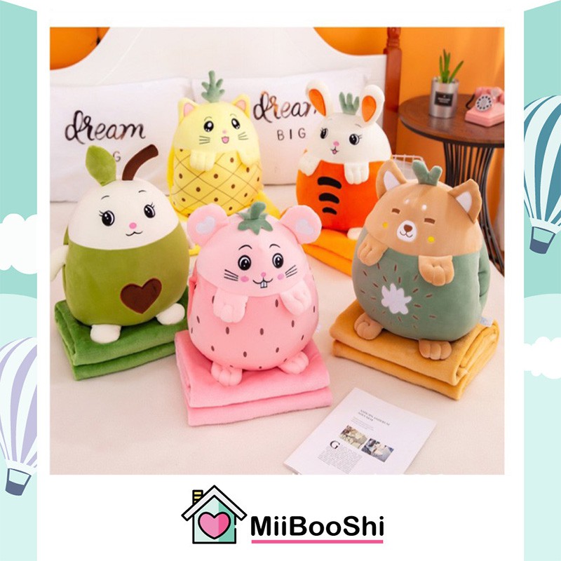 Gối kèm chăn hình thú văn phòng 3 trong 1 đa năng tiện lợi nhiều hình xinh xắn đáng yêu MiibooShi 2522222222