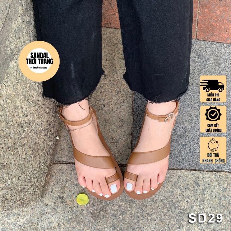 Dép sandal Nam Nữ quai da mềm Đế bệt Cao Su ôm chân mã SD29 SD31 SD32 SD34