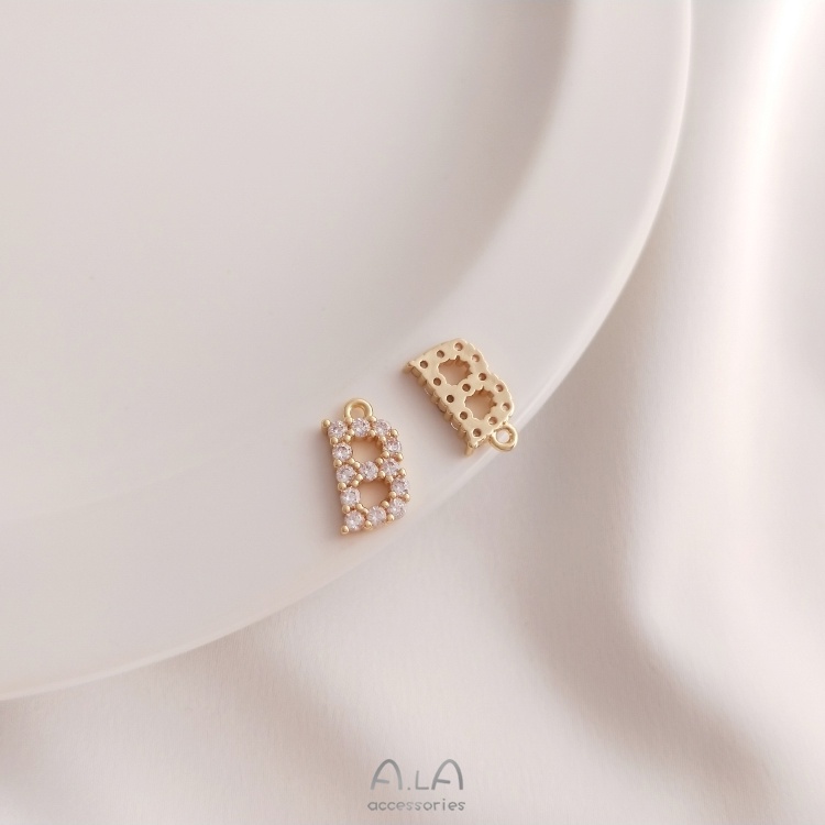 Mặt dây chuyền hình 26 chữ cái bằng đồng 14K đính đá Zircon diy