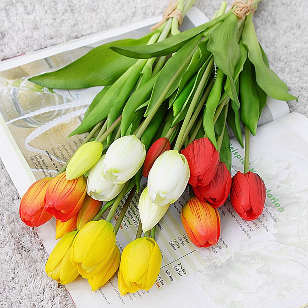 Bộ 5 Bông Hoa Tulip Nhân Tạo Để Bàn Trang Trí Văn Phòng