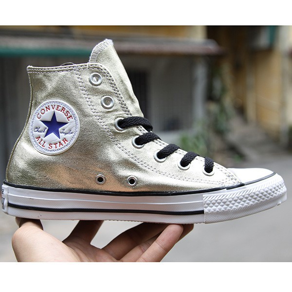 Giày Converse metalic cao cổ vải vàng CCVV01