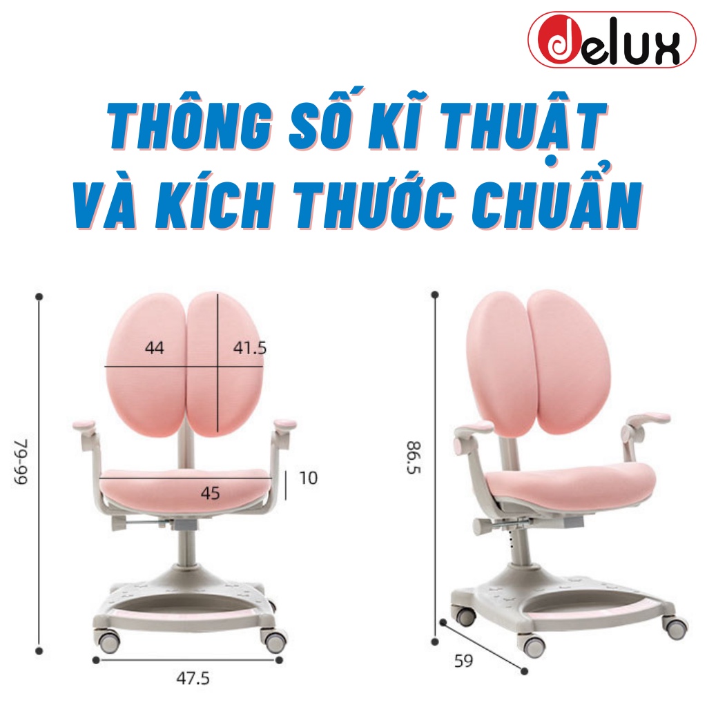 Ghế học sinh chống gù C6 tăng chỉnh chiều cao, ghế ngồi học cho bé Delux giúp con có tư thế ngồi chuẩn