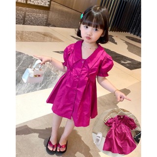 Váy bé gái mầu tím cổ sen nhọn tay bồng Nhí/Đại 8-32kg XHN612