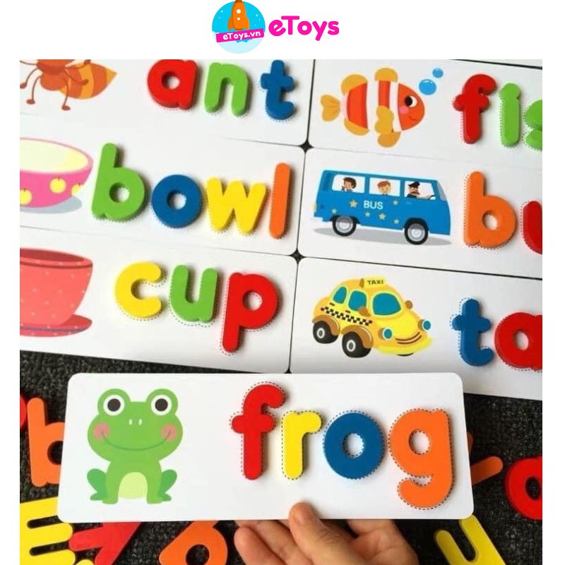 Bộ ghép chữ đánh vần tiếng Anh Spelling game bằng gỗ ETOYS giúp bé học tiếng Anh cực dễ