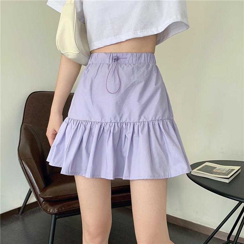 Chân Váy Chữ A Lưng Cao Phối Dây Rút Thời Trang Mùa Hè Cho Nữ