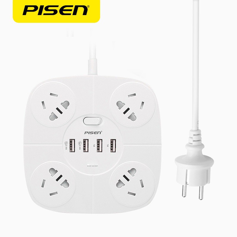 Ổ cắm điện Pisen KY-44 (4USB, 4AC)