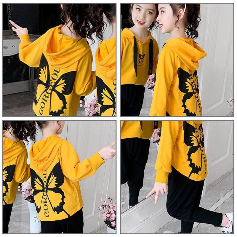 Set áo hoodie và quần dài Iq Angel in hình dễ thương cho bé gái