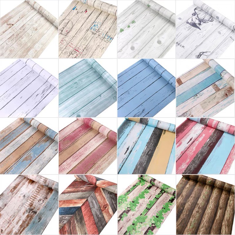 1m x 45cm Decal dán tường có sẵn keo mẫu giả ván hiện đại NX007