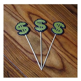 Que cắm biểu tượng đồng tiền trang trí bánh( Giá 1 set 3 que)