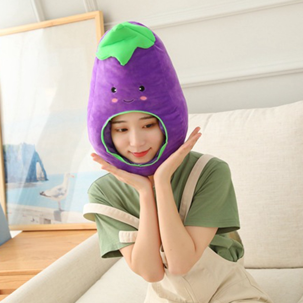 Mũ Trùm Đầu Hình Dưa Hấu / Xương Rồng / Hoa Hướng Dương / Trái Cây Nhồi Bông Mềm Mại