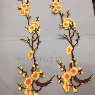 Ren thêu hoa đào dán lên áo sơ mi đầm dạ hội cặp túi xách kích thước 35cm