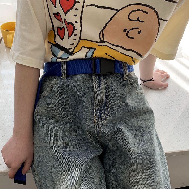 Thắt lưng vải canvas màu sắc đơn giản phong cách hip hop thời trang