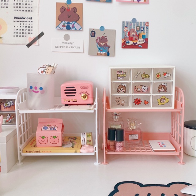 Kệ Nhựa Mini 2 Tầng Màu Trắng