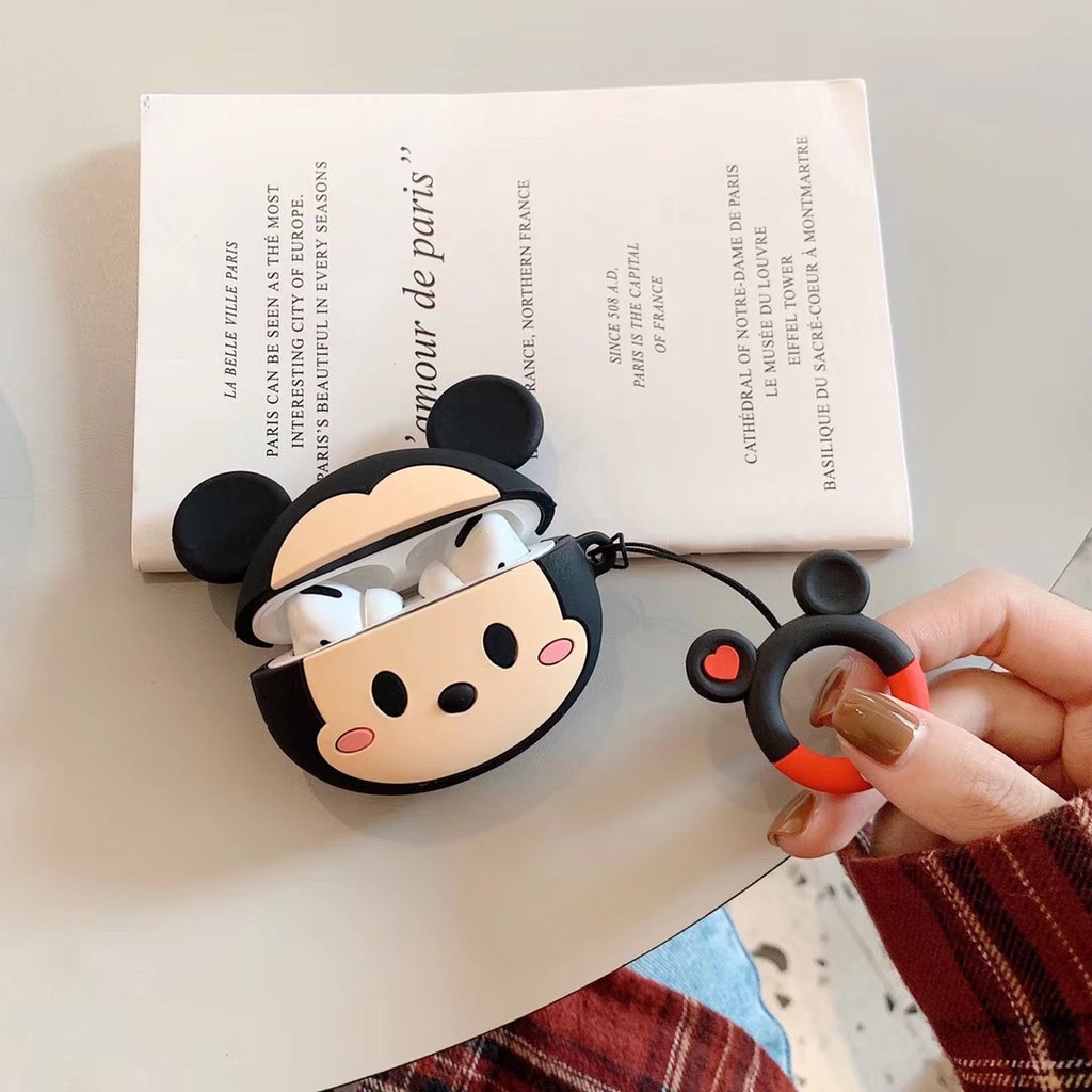 Cartoon Mickey Minnie Shape Casing AirPods Pro Case Cute AirPod 3 Soft Case With Same Ring Cover