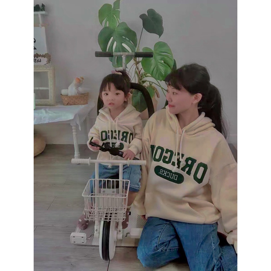 ÁO ĐÔI NỈ HOODIE MŨ MÀU BE OREGON MẸ VÀ BÉ BINSHOUSE | BigBuy360 - bigbuy360.vn