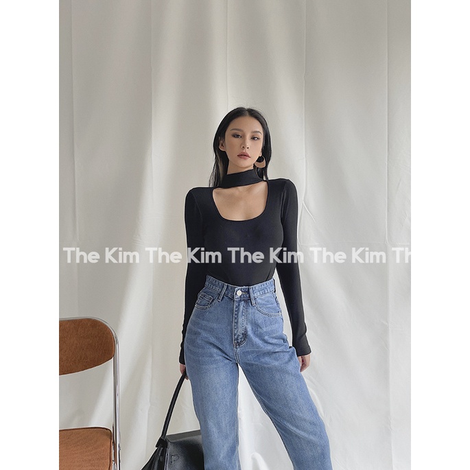 Áo len tăm nhung dài tay cổ cao khoét ngực gợi cảm , thun tăm giữ nhiệt tay dài cao cổ The Kim AD133 | BigBuy360 - bigbuy360.vn