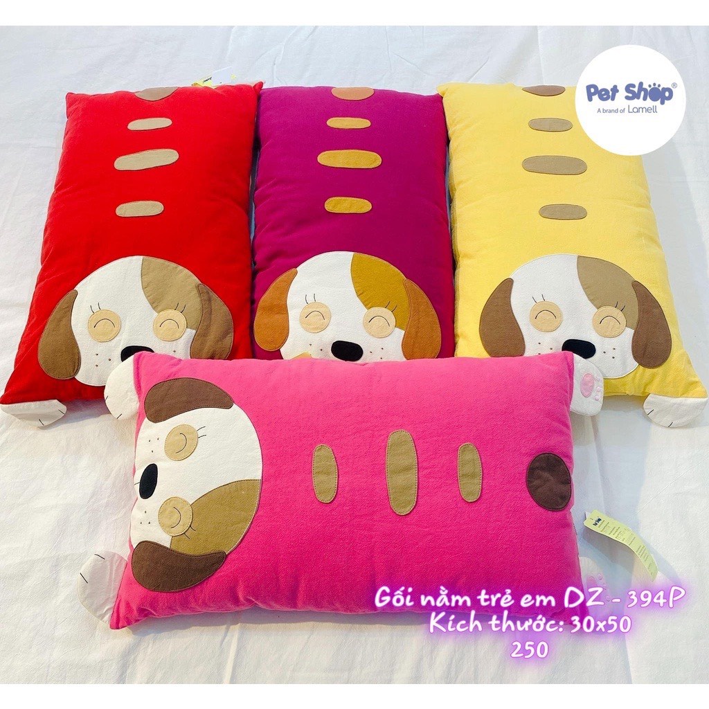 Gối cho bé 2 đến 10 tuổi, Gối trẻ em cotton 100% Size 30x50 cm, có khóa kéo ruột bông gòn trắng Pet shop NZ-394