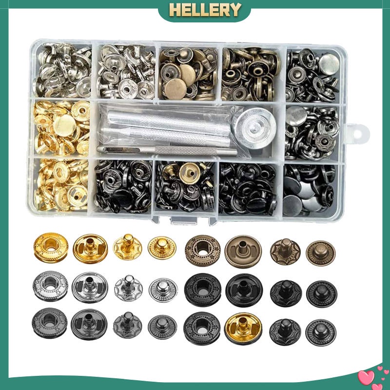 1 Bộ Dụng Cụ Đinh Tán Bằng Đồng Thau + 6 Màu Dùng Để Cố Định Quần Áo / Da / Túi Xách (12.5mm, 12.5mm)