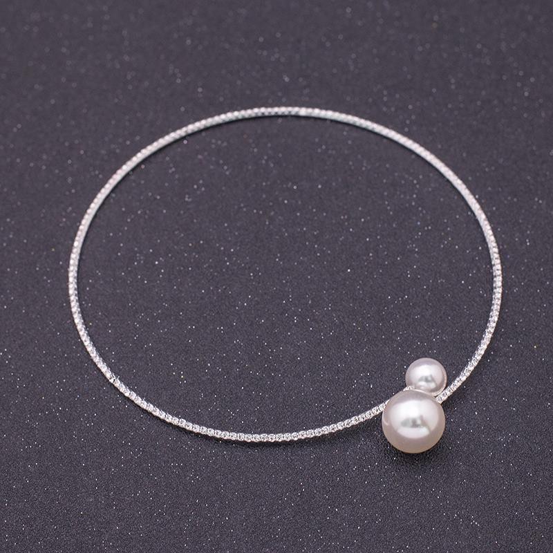 Bộ trang sức nữ vòng cổ vòng tay ngọc trai nhân tạo dạng kiềng phong cách hàn quốc mẫu mới nhất