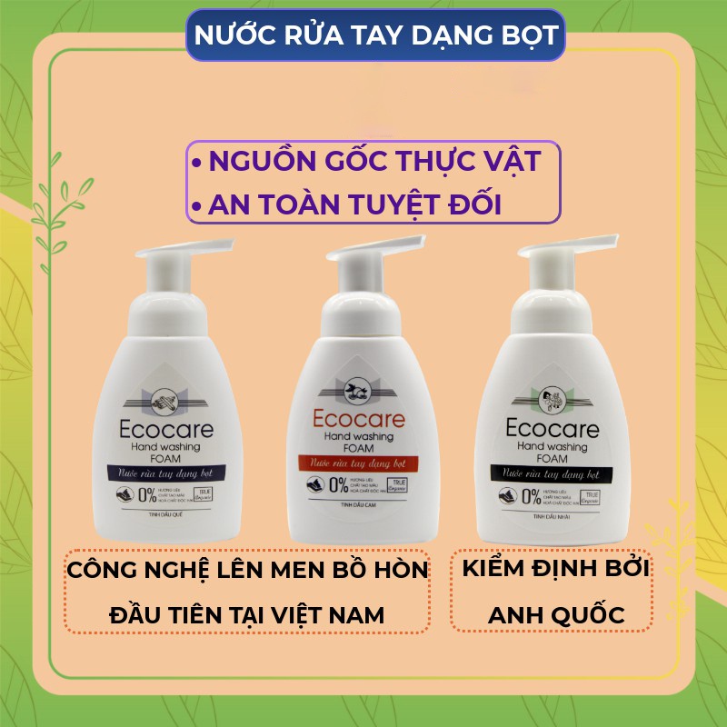 Nước rửa tay dạng bọt hữu cơ Ecocare 250ml - An Lành Plaza
