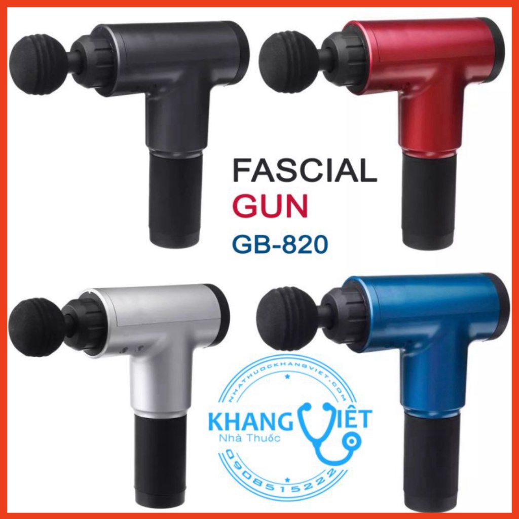 Súng Massage Cầm Tay Fascial Gun - 4 Đầu 6 Chế Độ Fascial Giảm Cơ Căng Cơ Trị Nhức Mỏi Vai Gáy - KH320