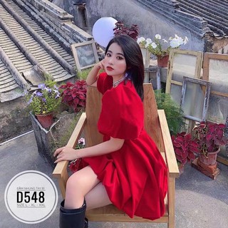 Bigsize Đầm nhung tay bí D548