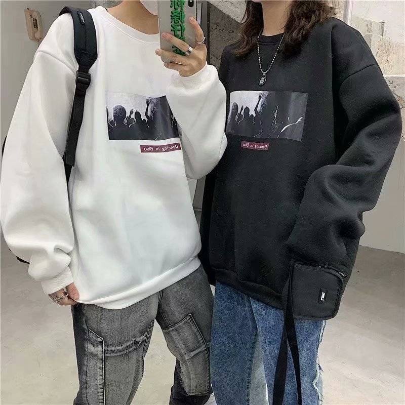 Áo Sweater Dáng Rộng Tay Dài Màu Trơn In Hình Thời Trang Phong Cách Hàn Quốc | BigBuy360 - bigbuy360.vn