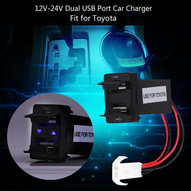 Ổ cắm sạc điện thoại 2 cổng USB 12V-24V 2.1A dùng trong xe hơi Toyota