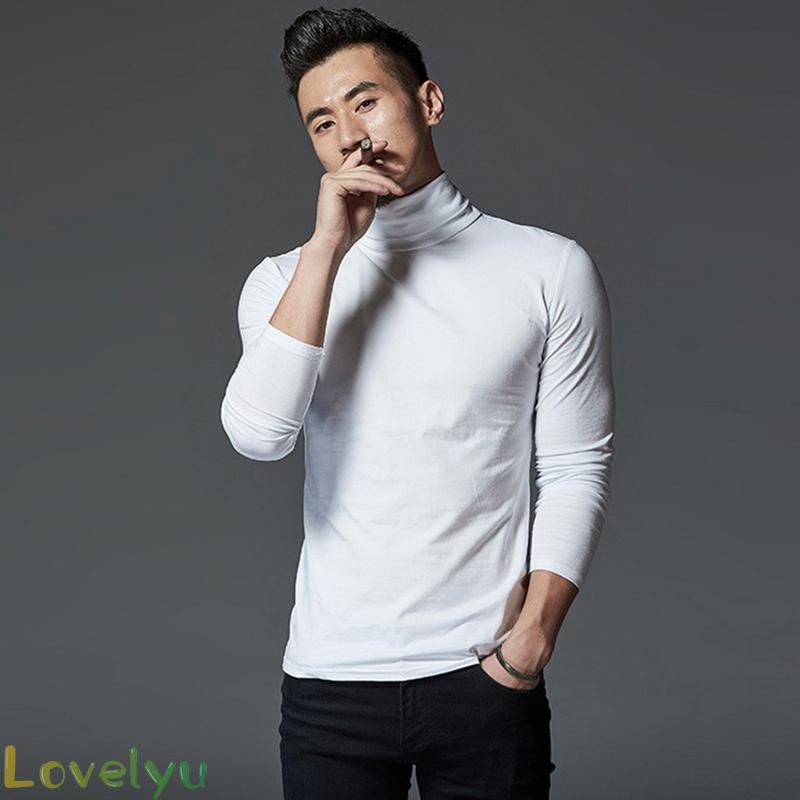 Áo thun tay dài cổ lọ 3 màu trơn tùy chọn thời trang dành cho nam