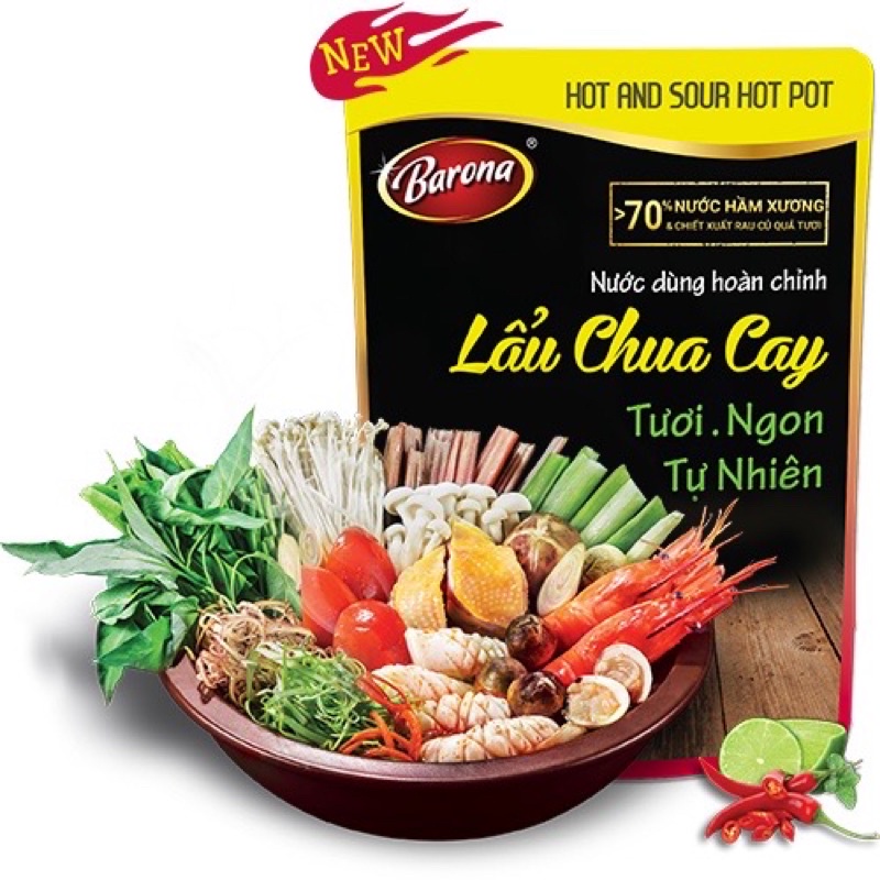 Lẩu Chua Cay - Nước Dùng Hoàn Chỉnh Barona Lẩu Chua Cay - Thơm Ngon Tự Nhiên 180g | BigBuy360 - bigbuy360.vn