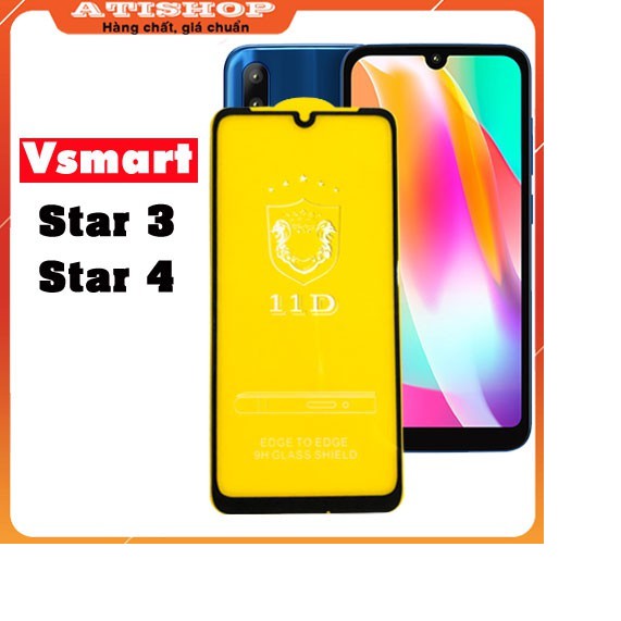 Kính cường lực cho điện thoại Vsmart Star 3, Star 4 hàng 9D xịn Full màn hình ôm sát viền máy