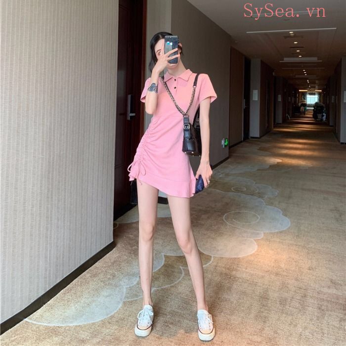 Đầm Chữ A Tay Ngắn Màu Hồng | BigBuy360 - bigbuy360.vn