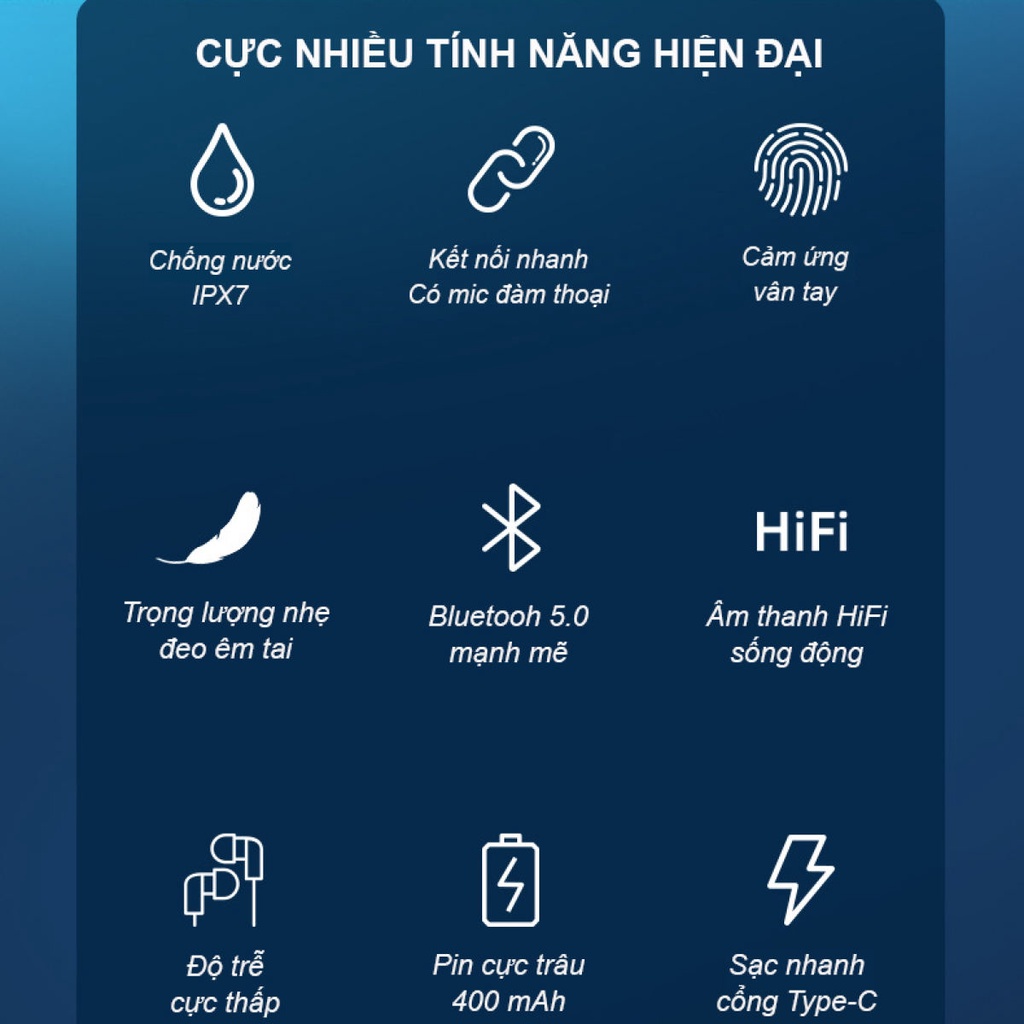 Tai Nghe Bluetooth Gaming Chính Hãng Có Mic Tai Nghe Nhét Tai Không Dây Chơi Game Thể Thao Có Đèn LED