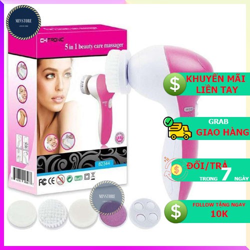 Máy Massage Rửa Mặt 5 Trong 1 Đa Năng Cao Cấp _Giảm mỡ vùng mặt, túi mắt, phục hồi tính đàn hồi của da và giúp khuôn mặt