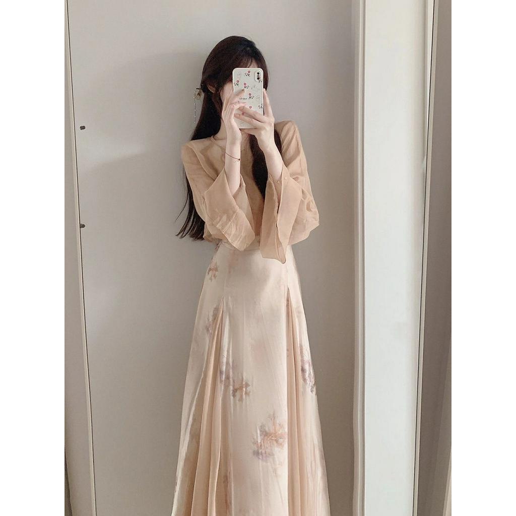 Váy Nguyệt Lung Sa Váy Quốc Phong Kiểu Trung hoa Mới Trong Trẻo Lạnh Lùng Thiền Ý Trang Phục Cổ Xưa Váy nữ