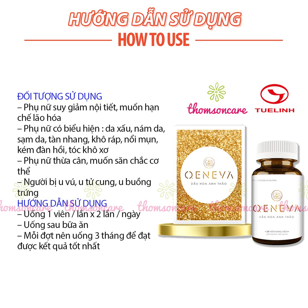 Cân bằng nội tiết, giảm lão hóa từ Dầu hoa anh thảo Oeneva của Dược Tuệ Linh - đẹp da Oen Eva hộp 30 viên | BigBuy360 - bigbuy360.vn