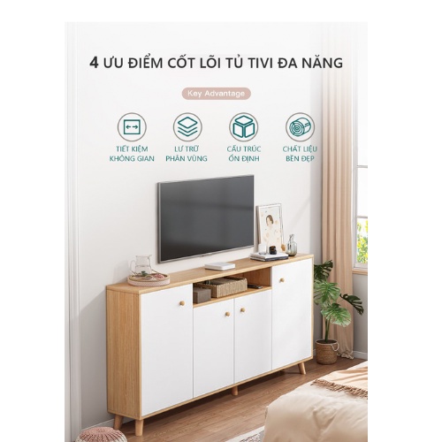 Tủ kệ tivi 4 ngăn phòng khách, Tủ để đồ đa năng IGA - GP219