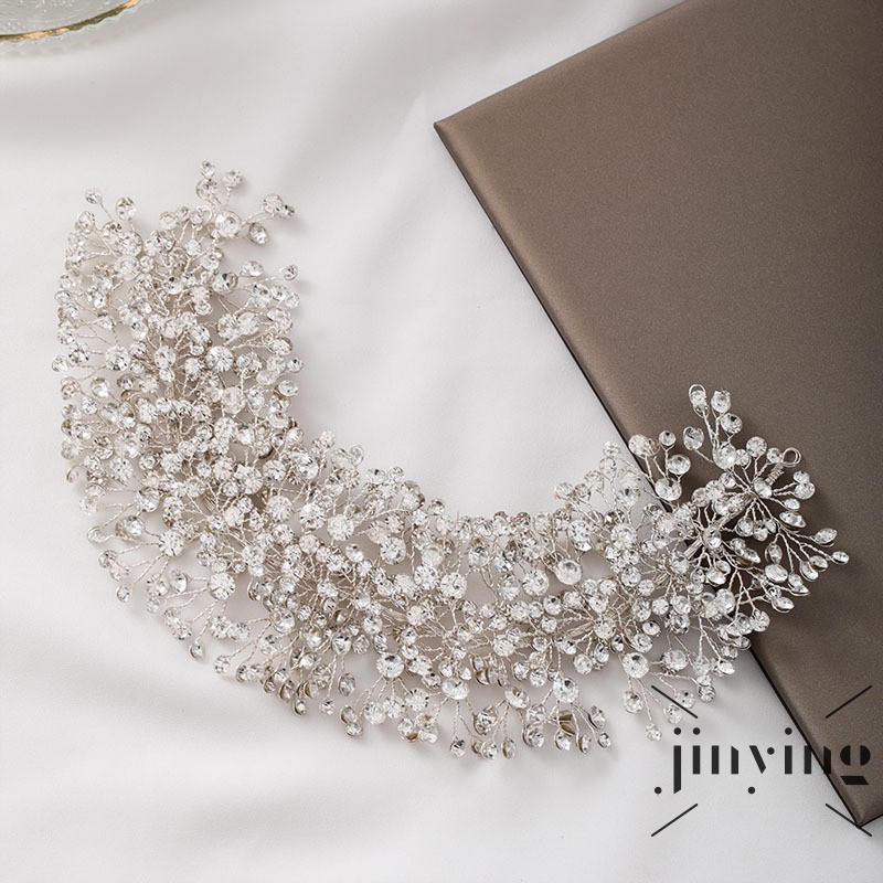 GETNOIVAS Phụ kiện trang trí tóc cô dâu thiết kế sang trọng lấp lánh