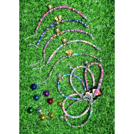 vòng cổ cho thú cưng hoạ tiết thổ cẩm có chuông lục lạc