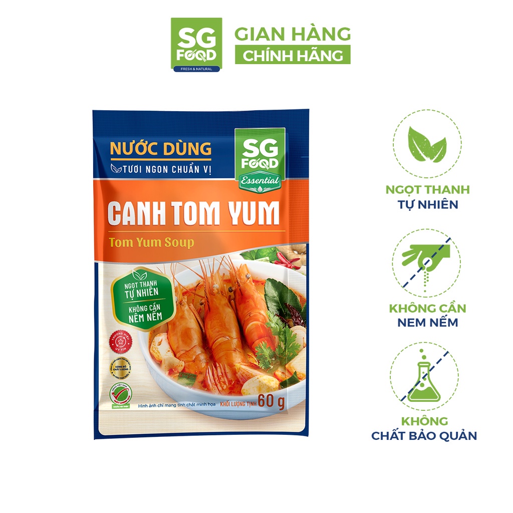 Nước dùng canh lẩu SGFOOD nhiều vị nêm nếm thức ăn thơm ngon tự nhiên 60gr CS Baby