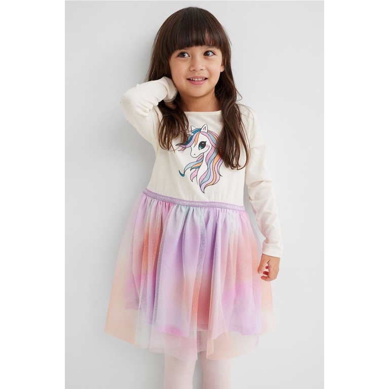Váy dài tay xòe tutu unicorn HM H&M sz 1.5-10y_hàng chính hãng authentic