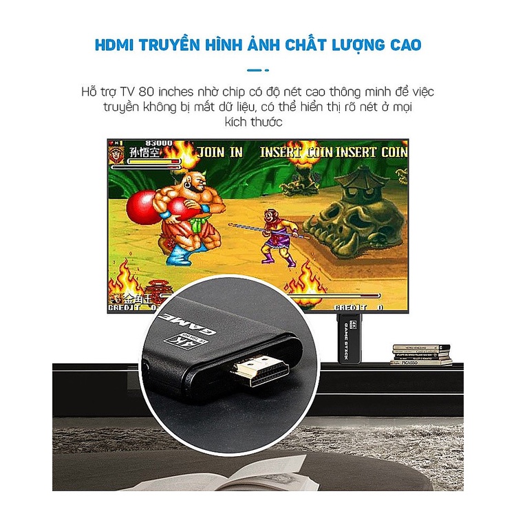 Máy Chơi Game Điện Tử 4 Nút Game Stick HDMI 3500+/10000+ Trò Chơi, Kết nối HDMI, máy tính Tặng kèm thẻ nhớ TF 32GB/64Gb