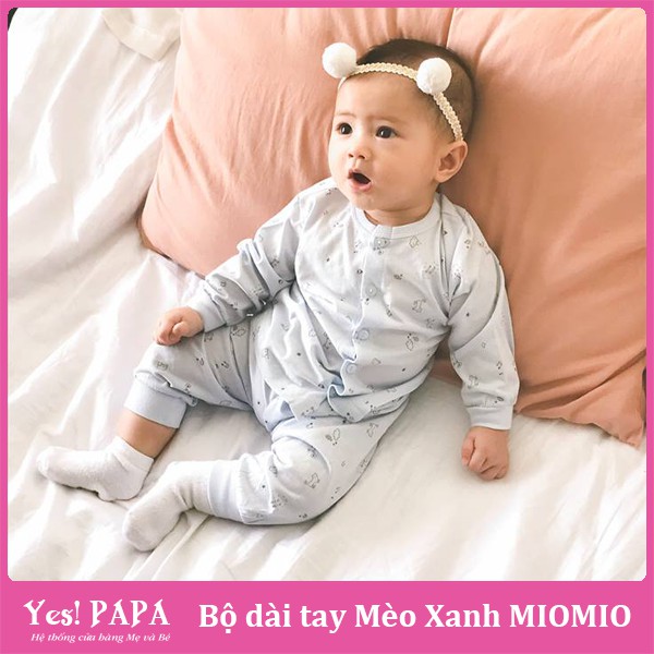 Bộ sơ sinh dài tay Miomio cài giữa mỏng