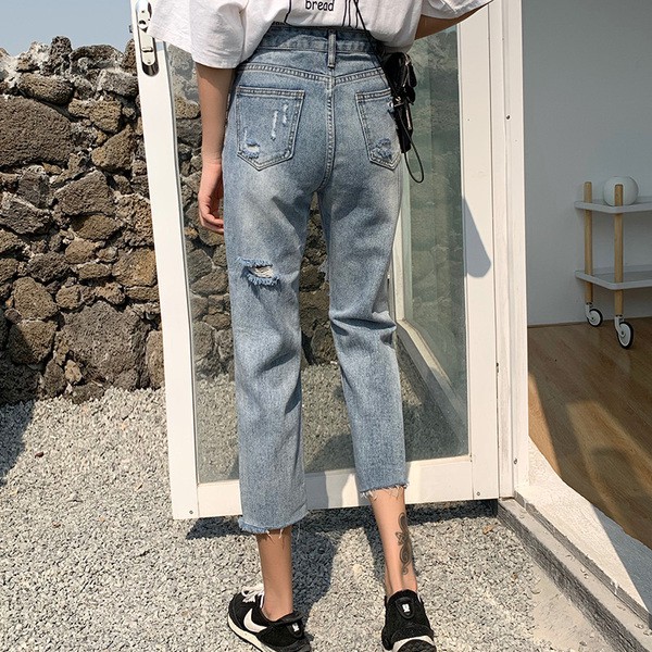 Quần Jeans Rách Size Lớn L-4xl Thời Trang Cho Nữ