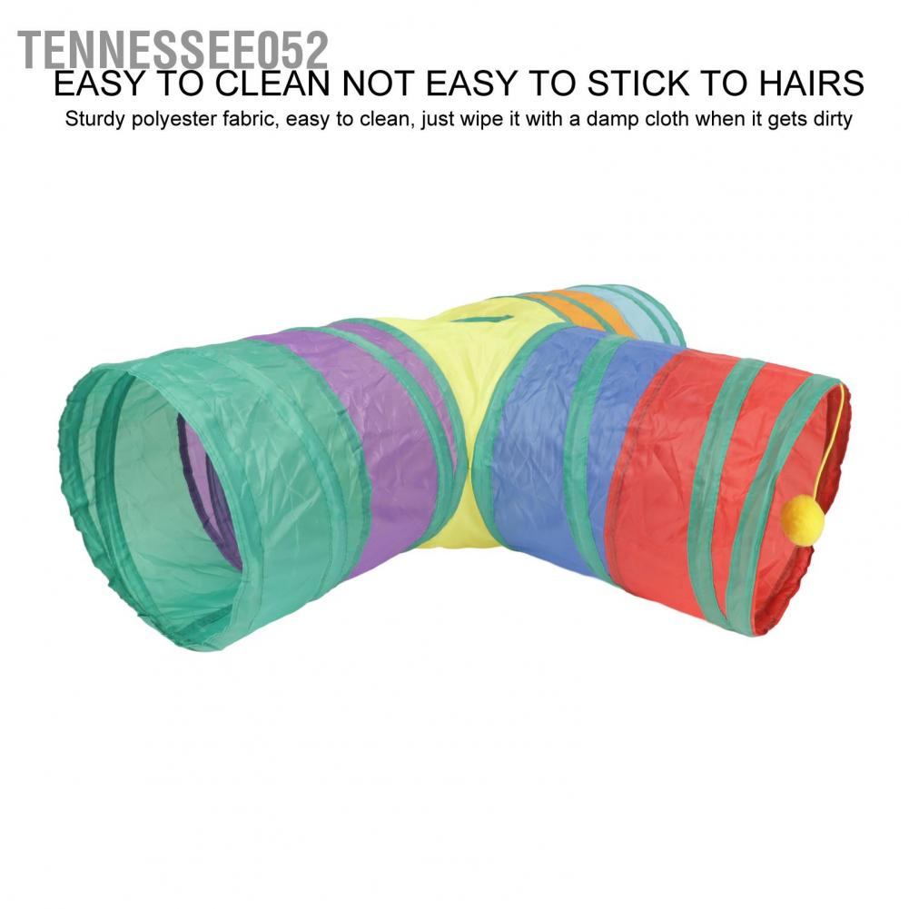 Đồ chơi đường hầm chia 3 đường gấp cuộn cho mèo có treo bóng